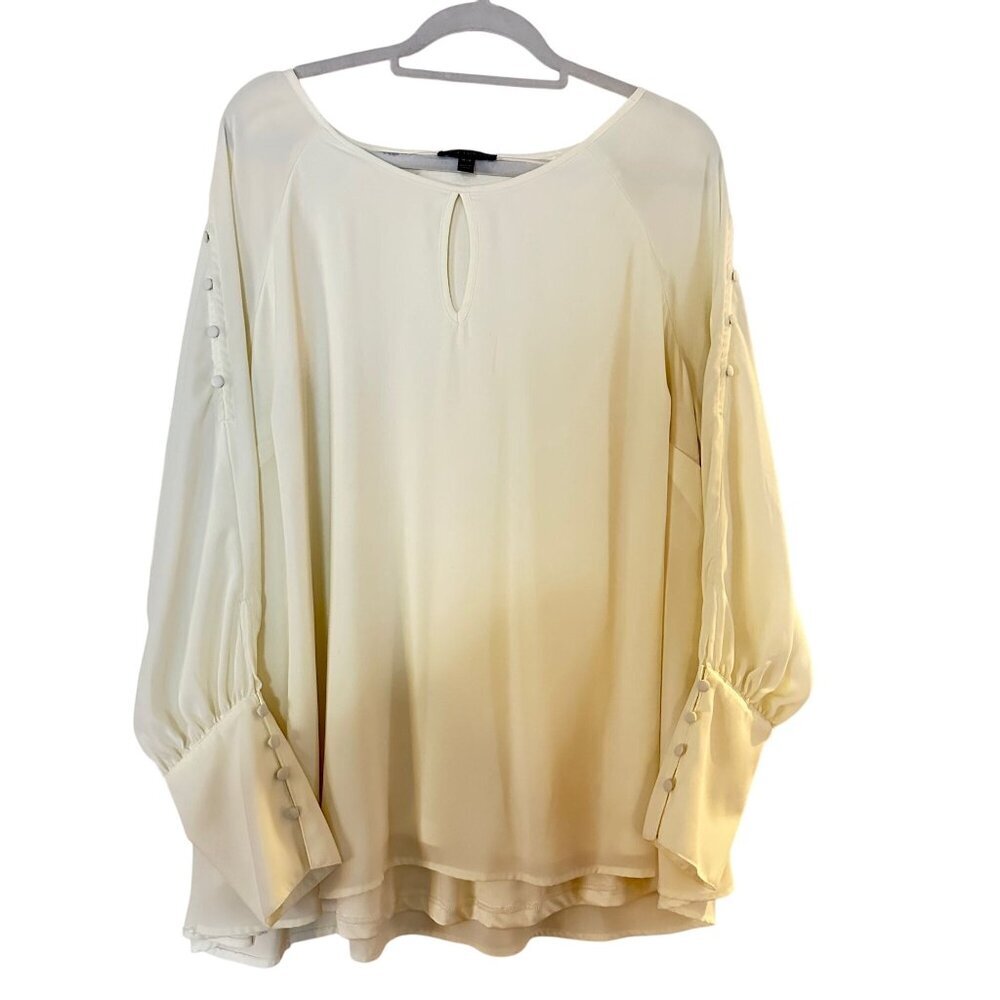 Lane Bryant Womens Cream Off White Top Blouse Beautiful Button Details Lined